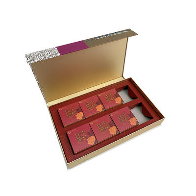 Custom hot stamping flip cover rectangle magnetic box moon cake gift box