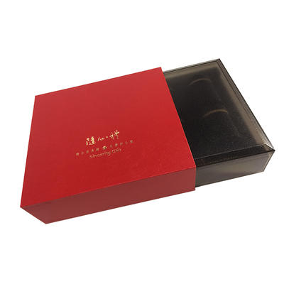 Custom lid and base plastic insert drawer type cardboard gift box for tea packaging