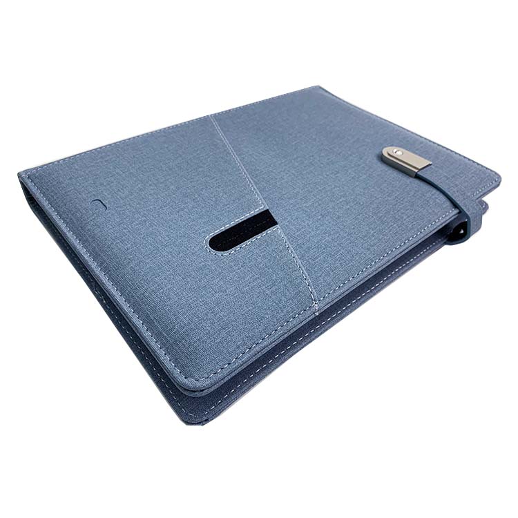 Custom Cloth Surface Magnet Open Type Power Bank Notebooks With USB