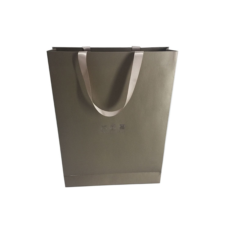 Eco Friendly Tall Gravure Printing Dumb Film Custom Food Packaging Paper Gift Bags With Ribbon Handle