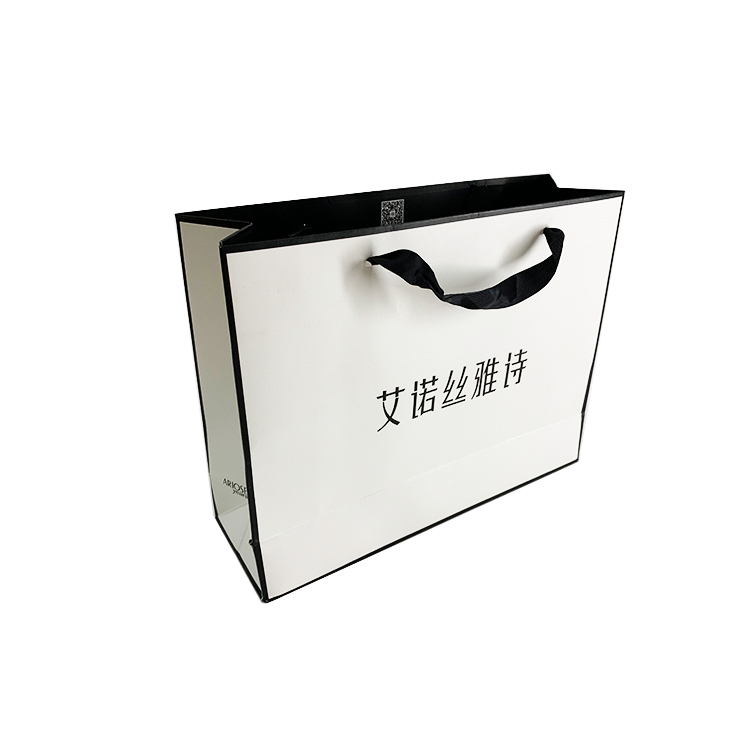 High Grade Gravure Printing White Paperboard Personalized Rectangle Bottom Custom Dress Packaging Gift Bags
