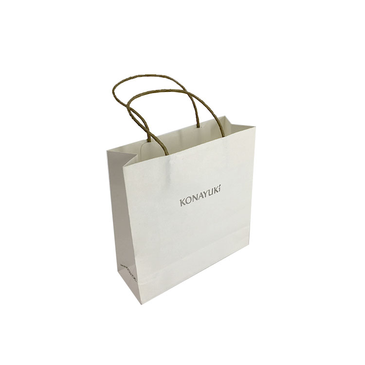 Customized Design Print Hot Sliver White Kraft shopping Paper Bag For Gift Clothing Packaging