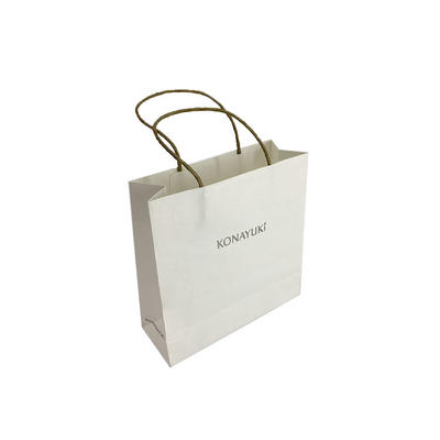 Customized Design Print Hot Sliver White Kraft shopping Paper Bag For Gift Clothing Packaging