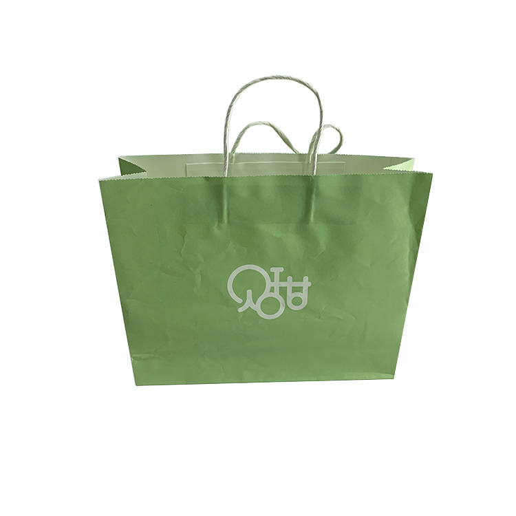 China Wholesale Factory Price Spot Color Printing Custom Kraft Green Cute Baby gift packaging Shopping Bags With Twisted Handle