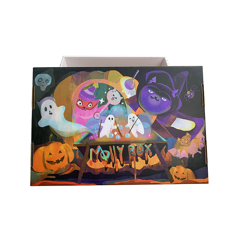 Custom Halloween Printed Recycle Kraft Color Inside Pet Snack Packing Corrugated Box