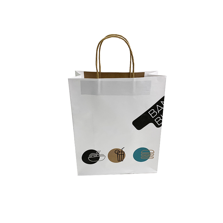 Wholesale Cheap White Packaging Kraft Paper Bag With Twisted Handle