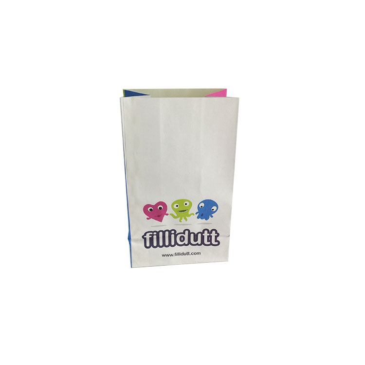 Custom eco-friendly recycled food shopping bag white sos kraft paper bag