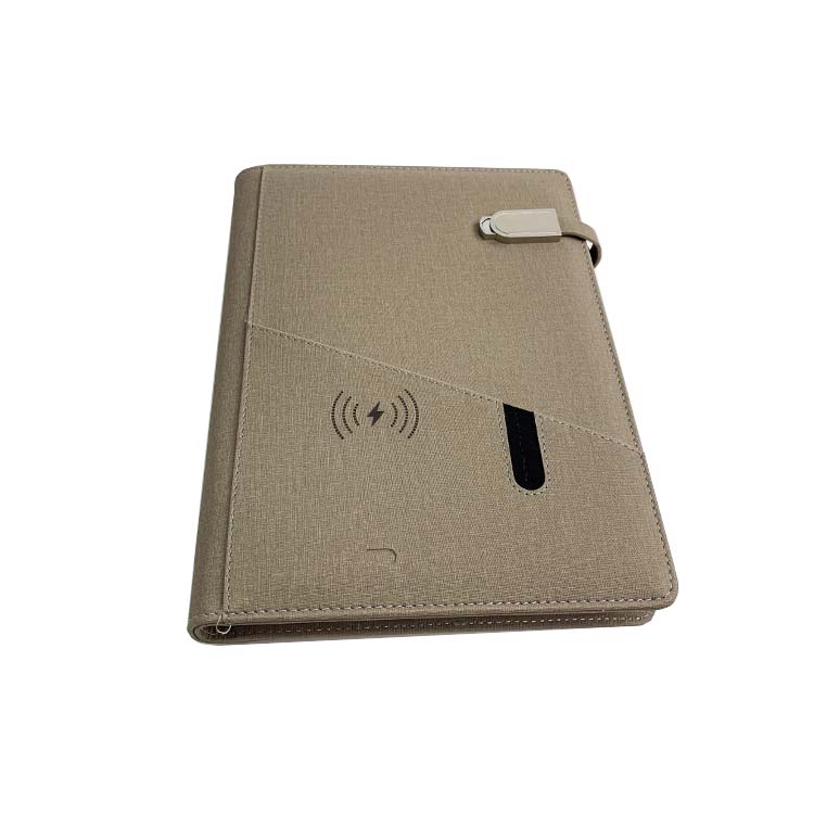 Custom logo loose leaf notebook with charge power bank