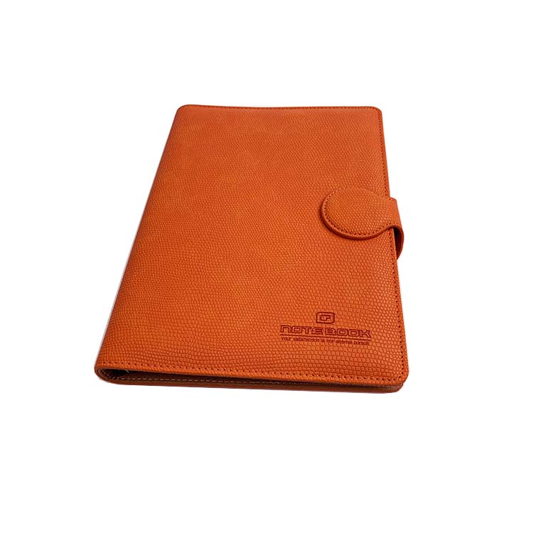 Custom office supplier brand orange A4 loose leaf pu leather notebooks