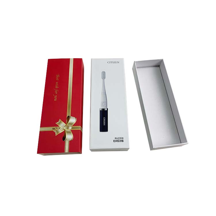 Custom lid and base electric toothbrush packaging drawer white paper gift box