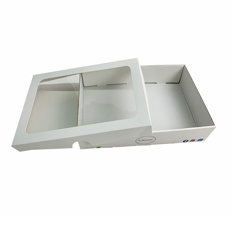 Customized white plastic widnow fruit paper box with lid