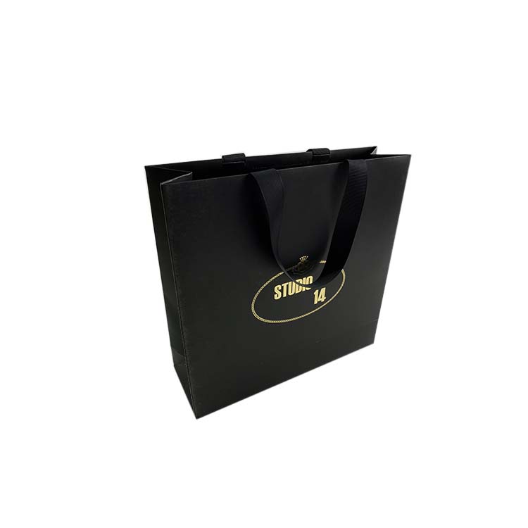 Custom luxury clothing packaging shopping black paper bag