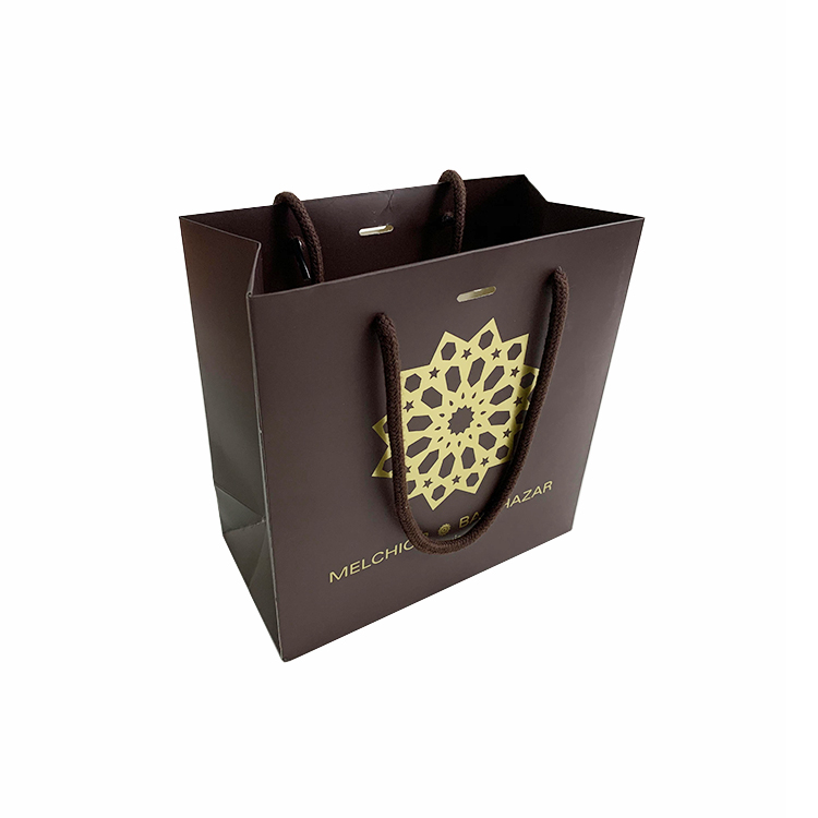 Customized logo small shopping paper bag with cotton handle