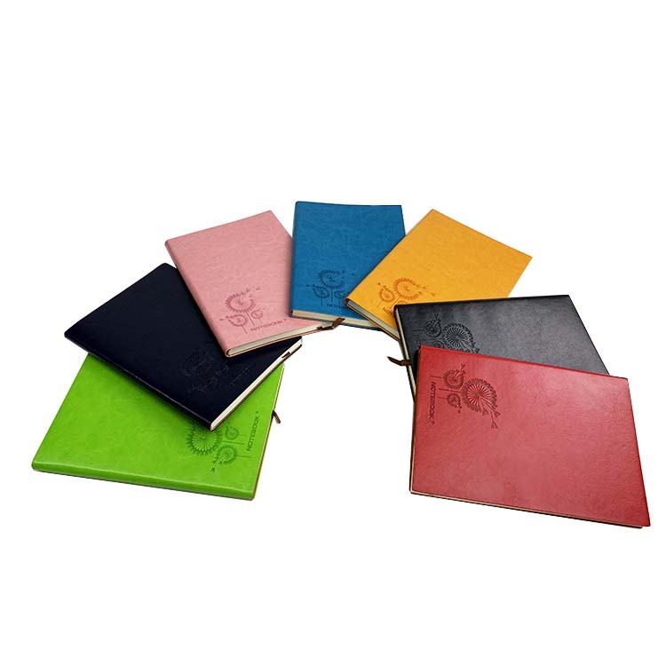 Custom a5 embossed logo recycled leather pu notebook