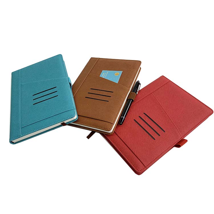 Wholesale custom brown pu leather a5 notebook with pen