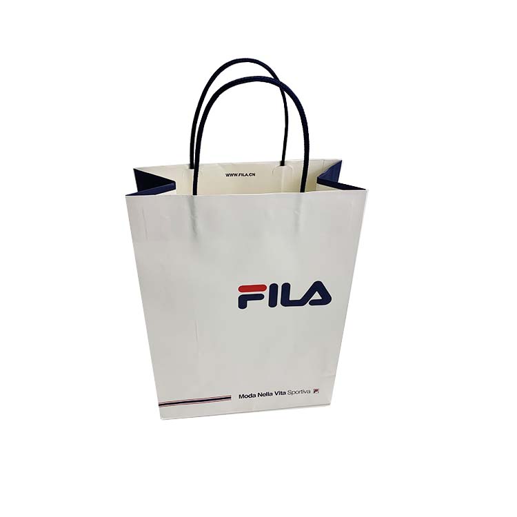Custom brand garment packaging white kraft shopping paper bag