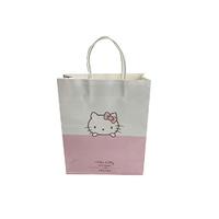 Custom  hello Kitty gift packaging white kraft paper bag with twisted handle