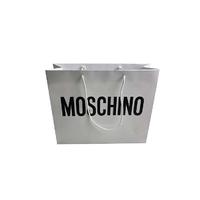 Custom brand white shopping packaging paper bag with cotton handle