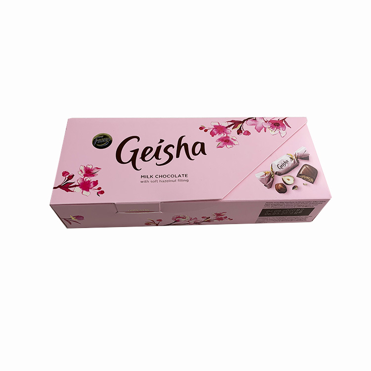 Custom design hot gold foil brand chocolate packaging pink paper box