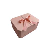 Custom pink gift packaging paper box with ribbon handle