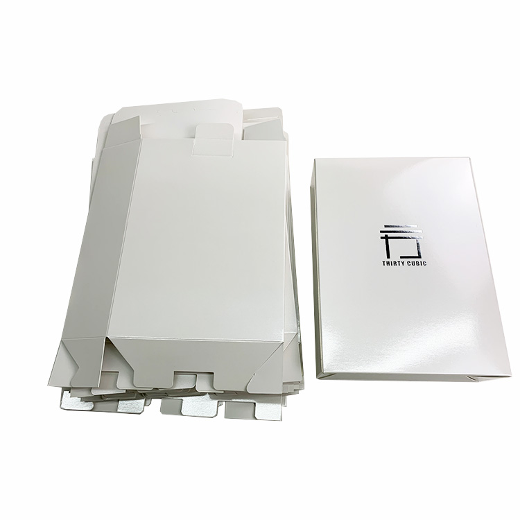 Custom hot sliver logo white card paper packaging paper box